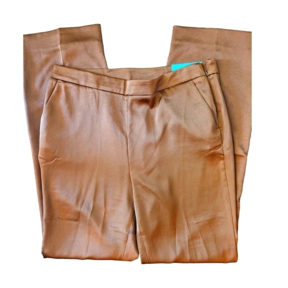 Chicos flex waist band satin classic modern Trousers bronze clay NWT sz 10 - Picture 6 of 9